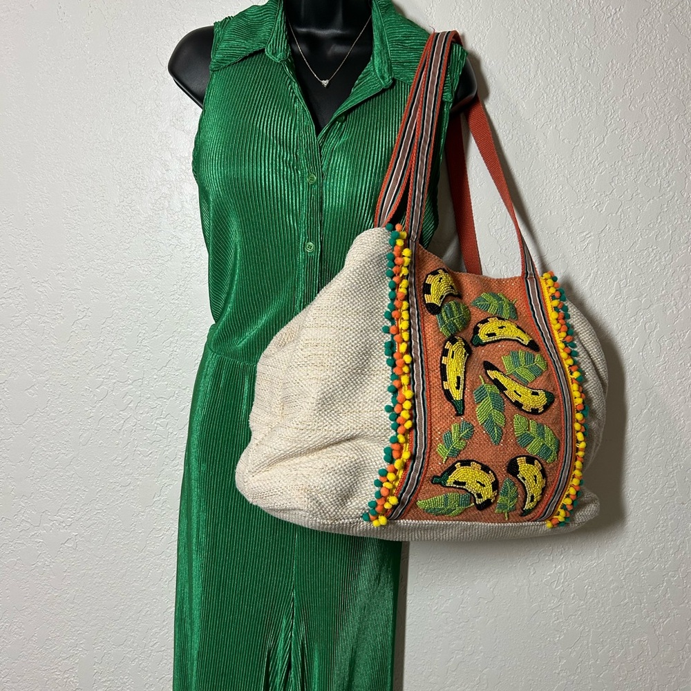 Tropical Beaded Tote Bag